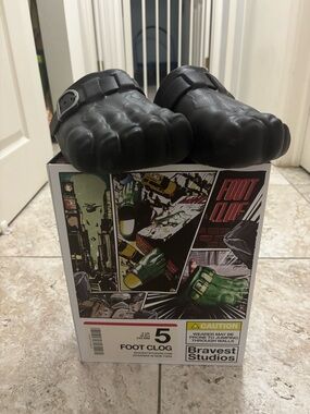 Bravest Studios Black Sculpted Foot Clogs